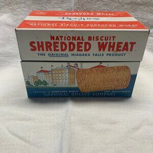 Vintage National Biscuit Company Nabisco 1973 Shredded Wheat Metal Recipe Box